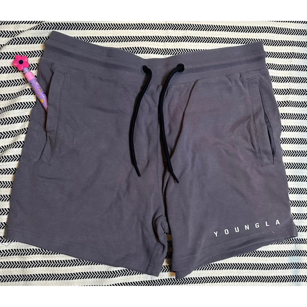 YOUNGLA Kids Shorts Gray Drawstring Athletic Lounge Size Large‎